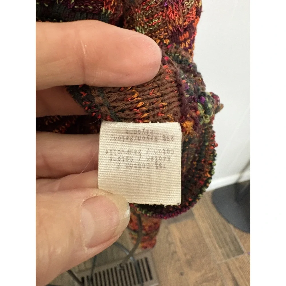 Vintage Tony Lambert Women's Sz L Knit Sweater Colorful Geometric 80s 90s Orange - Picture 9 of 9